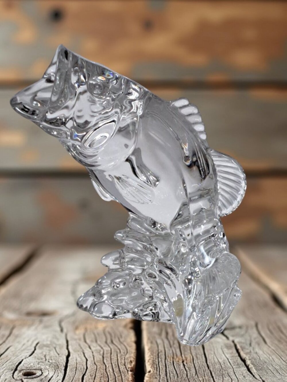 Wonders of the Wild Princess House Lead Crystal Leaping Bass Fish Sculpture - Picture 11 of 16